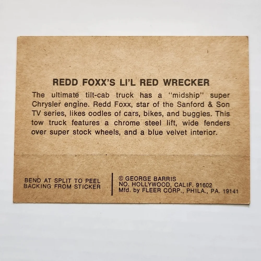 Vintage 1970 GEORGE BARRIS Kustom City Sticker - LIL’ REDD WRECKER Redd Foxx